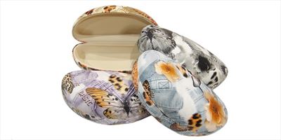 Clam Shell Hard Sunglass Case w/ Butterfly and Denium Pattern