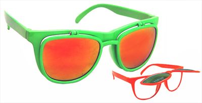 Ray-Ban Style Mirrored Revo Wayfarer Flip Up Sunglasses